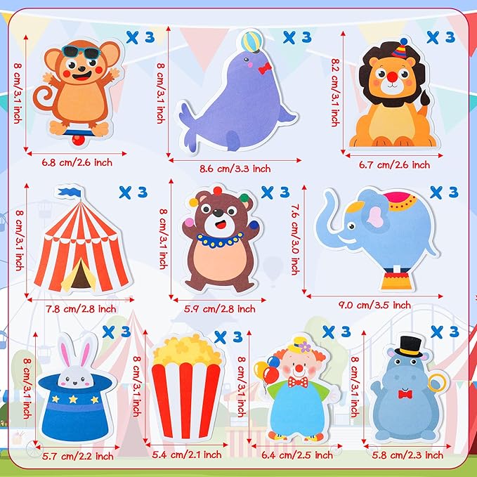 30 Pack Circus Sticky Notes - Carnival Self Sticky Notepads Circus Clown Cute Animals Writing Memo Pads for Back to School Office Supplies Birthday Carnival Party Favors Goodies Bag Fillers