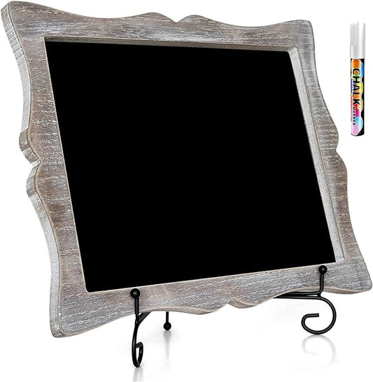 Small Chalkboard Sign with Easel (11x13) + White Liquid Chalk Marker | Hanging or Freestanding Framed Chalkboard with Hand Crafted Sweetheart Frame - Multipurpose | Small Chalkboard Sign
