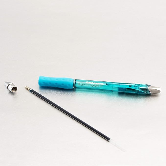 Pentel RSVP Super RT Ballpoint Pen, (1.0mm) Medium Line, Sky Blue Ink, 2-Pk - BX480BP2S