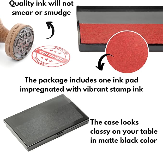 Ink Pad for Rubber Stamps, Stamp Pad for Clear Impression Stamping, Quality Felt Pad Black Ink, Red Ink, Blue Ink (Red, L (3.5 * 6.3))