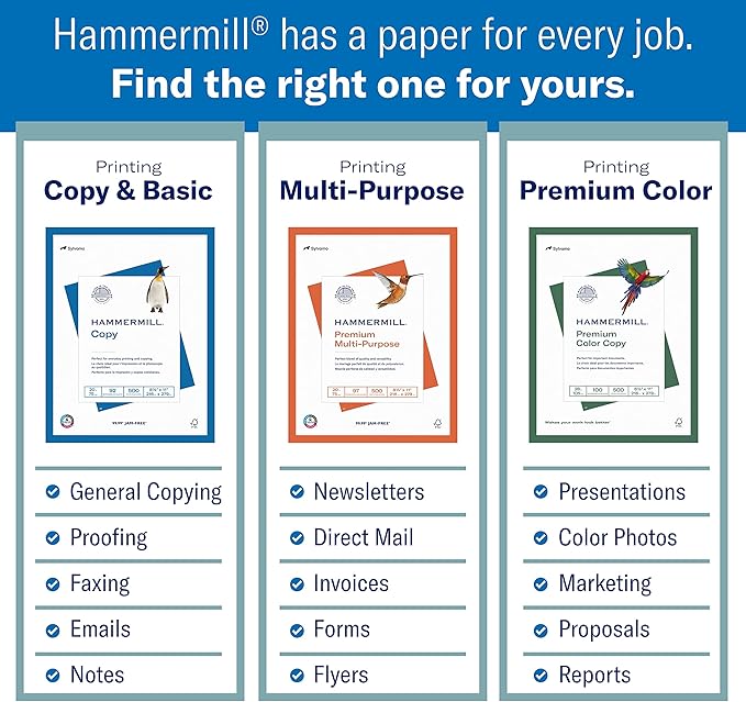 Hammermill Cardstock, Premium Color Copy, 80 lb, 18 x 12-1 Pack (250 Sheets) - 100 Bright, Made in the USA Card Stock, 133200R, White