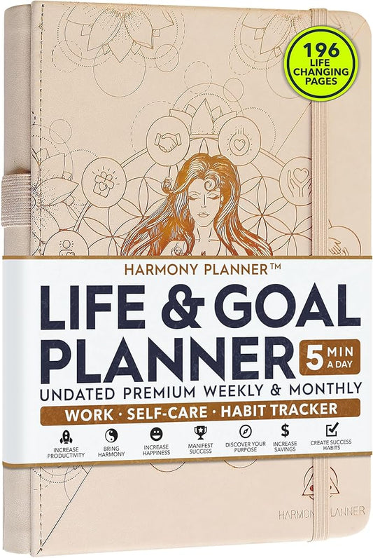 Harmony Goal Planner - A 12 Month Journey to Bring Harmony In Your Life, Increase Productivity, Passion, Success & Happiness - Life Planner, Habit-Tracker, Gratitude Journal & Organizer (Undated)
