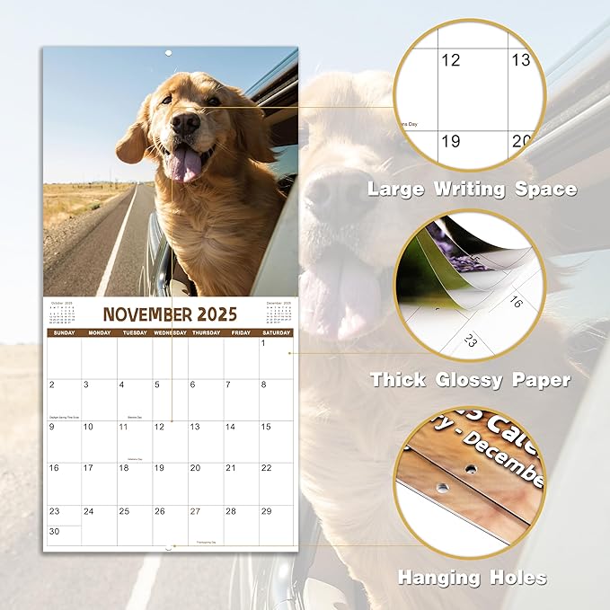 2025 Wall Calendar - Funny Dogs Wall Calendar 2025, 12" x 24" (Open), Cute Calendar 2025, Jan. 2025 - Dec. 2025, 12-Month Calendar, Thick Paper, Hanging Hole, Holidays, Unruled Blocks
