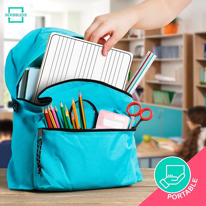 Scribbledo 10 Pack Dry Erase Music Staff Lap White Boards 9"X12" l Write Musical Notes and More Whiteboard (Double Sided) Music Classroom Supplies Must Haves Includes 10 Erasers