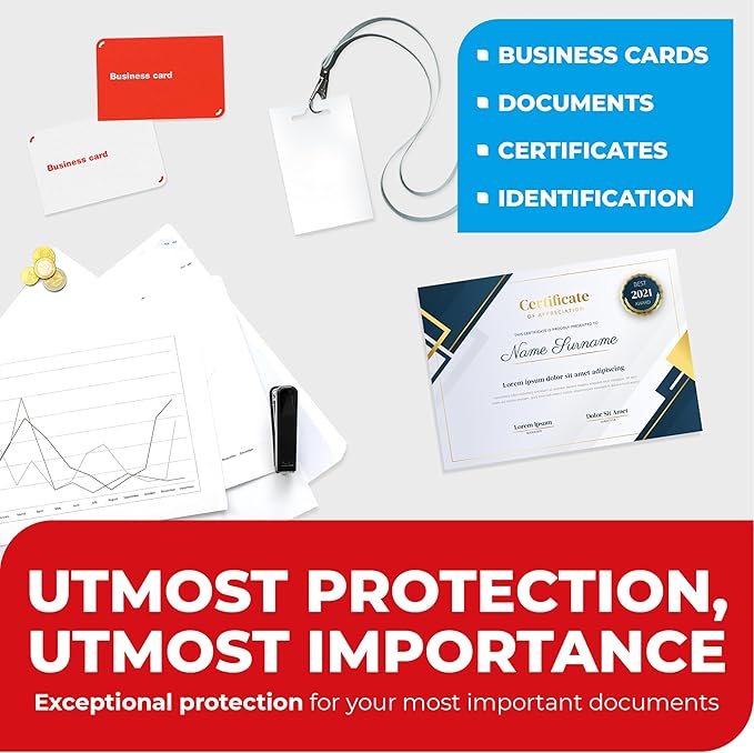 10mil Self-Adhesive Cold Laminating Sheets (120 Variety Count) Letter, Photo, Card, Notecard, I.D. Badge and Business Card Sizes. No Heat, No Machine needed, Easy Self-Sealing Pouches