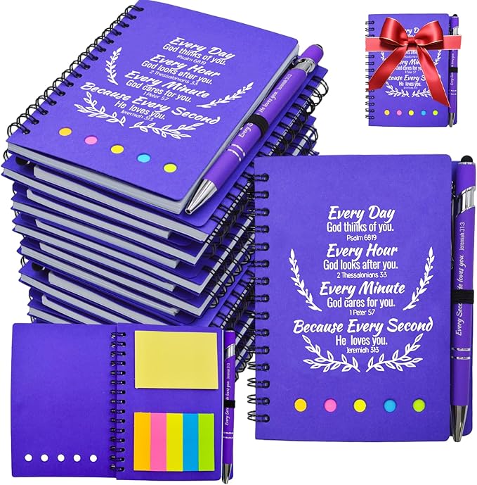 40 Pcs Bulk Christian Gifts Prayer Journal for Woman - 20 Set Religious Notepad with Christian Pen - Bible Notebook - Church Gifts for Mother's Day, Bible Study, and Family Devotions ( Elegant )