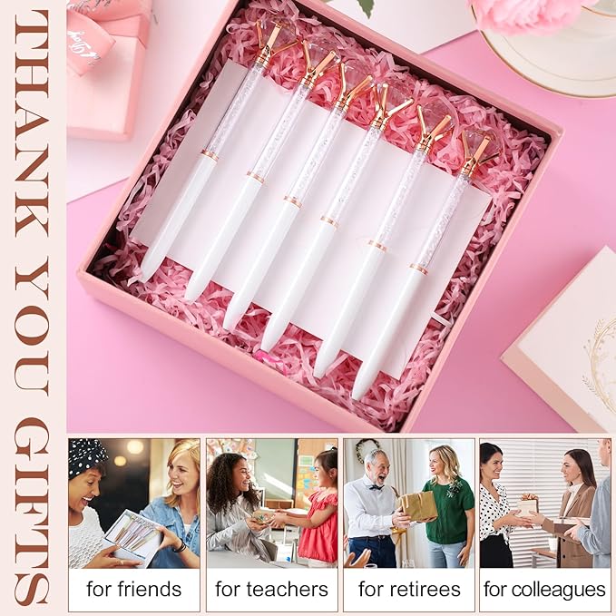 Sherr 100 Pack Big Crystal Diamond Pens Cute Ballpoint Pens Retractable Ballpoint Rhinestones Crystal Bling Gem Plated Black Gel Ink Office Supplies Gifts for Women(White,Glitter)