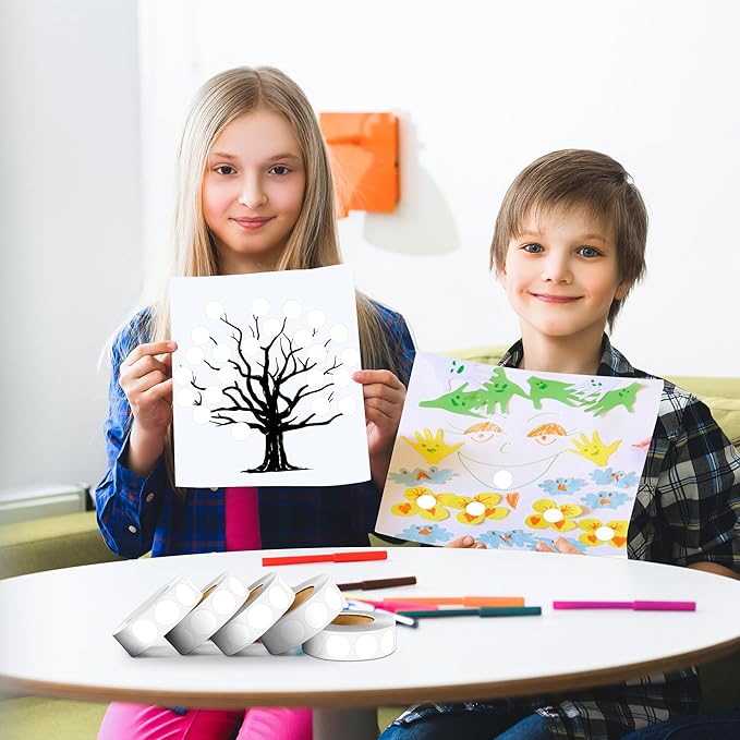 PARLAIM 0.75 inch Diameter Colored Dot Stickers 4 Rolls Pack 4000pcs White Round Label Color Coding Marking Stickers Permanent Adhesive for Garage Sale