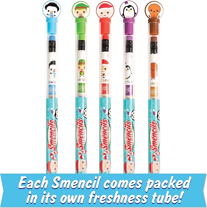 Scentco Holiday Smencils (2 Pack) - HB #2 Scented Fun Pencils, 5 Count - Stocking Stuffer, Gifts for Kids, School Supplies, Party Favors, Classroom Rewards
