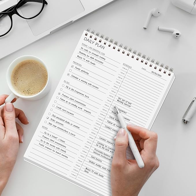 24 Hours Schedule Planner with Double Sided Use Daily Hourly Planner with To-Do List,Priorities 6.5" x 9.8", Schedule Planner Organizer for Office, School, Family