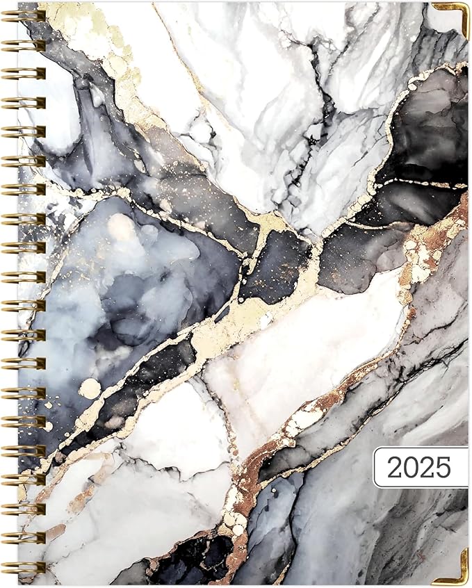 Hardcover CY 2025 Fashion Planner - 5.5"x8" (Pink Purple Marble) (Black Gold Marble, 8.5x11)
