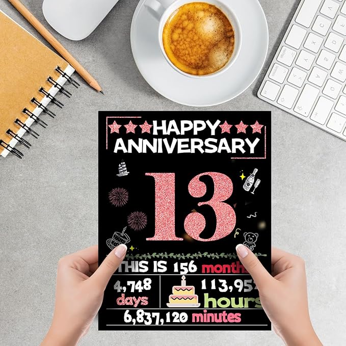 Joycard 13th Anniversary Card for Women, Wedding Card for Wife, Sweet Marriage Decorations Gifts for Couple, Perfect for Her on Anniversary Day, Back in 2012
