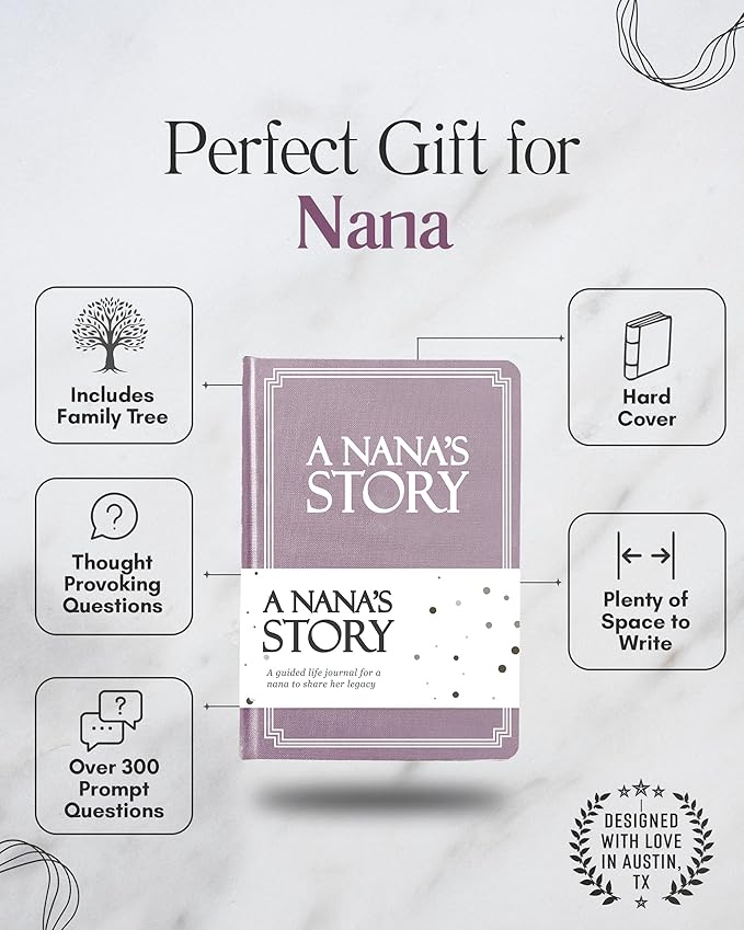 Nana's Life Story Journal (Hardcover): A Meaningful Keepsake for Nana to Share Her Journey and Memories, Book Includes 250+ Prompt Questions, Sentimental Gifts for Mother's Day, Birthday & Christmas