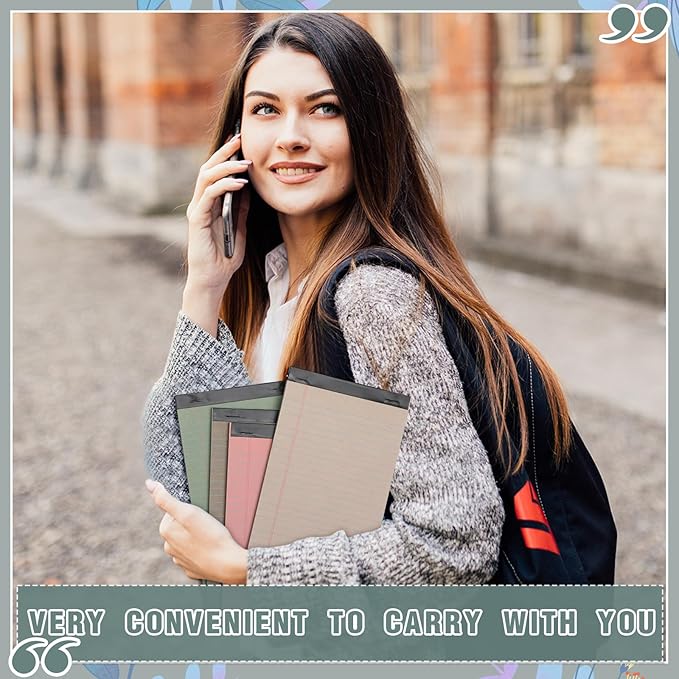 Lincia 24 Pcs 5" x 8" Colored Note Pads Mini Legal Pads Ruled 50 Sheets Per Micro Writing Pads Perforated and Lined for College Office Supplies (Fresh Colors)