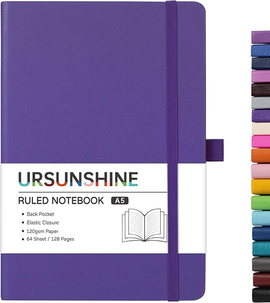 Ruled Notebook/Journal - Classic Lined Journal/Notebook, 5.3'' x 8.26'', Hardcover with Thick Paper, Banded + Pen Holder +Inner Pocket - Periwinkle