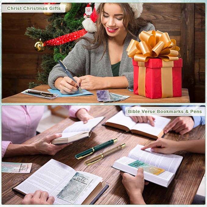 25 Sets Christian Church Gifts,Bible Emergency Numbers Bookmarks and Bible Verse Neutral Gel Pens Bulk Religious Pens Bookmarks for Church Gifts Student Pastor Sunday School Favors