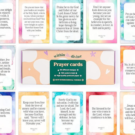 Premium Prayer Cards, 120 Mini Scripture Cards with Bible Verses, Inspirational Religious Christian Gifts for Women & Men