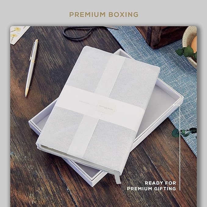 BEECHMORE BOOKS Lined Journal Notebook, 5.8 x 8.3 inch, A5 160 Lined Pages, Hardcover Leather Journals for Women, Men, Writing and Notebooks for Work - 120 GSM Thick Paper, Gifts Box Included