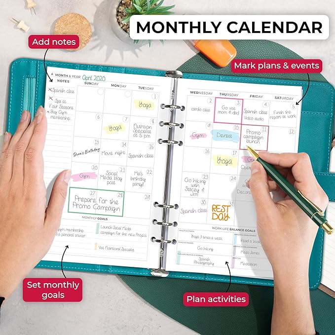 Clever Fox Weekly Planner Binder – Goal Setting Planner for Time Management & Weekly Tasks – Work & Life Organizer with to Do List & Habit Tracker – Undated, 7″ x 9″ Hardcover (Turquoise)