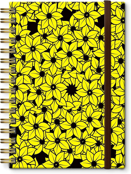 Spiral Journal Notebook, A5 Cute Notebooks for Women Men, College Ruled Hardcover Notebook for Work & Note Taking, 60 Pages Double-Wire Journals for Writing Cute Sunflowers