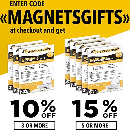 X-bet MAGNET Inkjet-Optimized Printable Magnetic Sheets - 8.5x11 Magnet Paper for DIY Stickers, Decorations, Labels - Easy to Print, Cut & Create Your Own Magnets (Glossy, 3pcs)