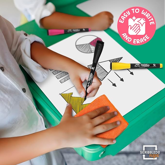 SCRIBBLEDO Large Grid Dry Erase Sheets 11”x14” Math Practice Small White Board Sheets Math Manipulatives Quad Graph Whiteboard Sheets Math Supplies Homeschool Teacher Students Classroom Pack of 10