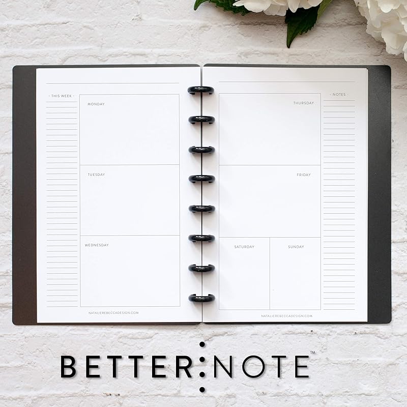 BetterNote Horizontal Undated Calendar Refill Pages for Disc Notebook, fits The Happy Planner, Discbound Levenger Circa, Staples Arc, TUL (Classic- 6 months, 8-Disc, 5.5"x8.5")