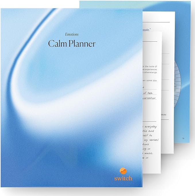 Switch Research Calm Planner - Psychologist-Developed Undated Goals Planner - 31-Day Self Care Planner With Prompts & Proven Techniques for Managing Stress