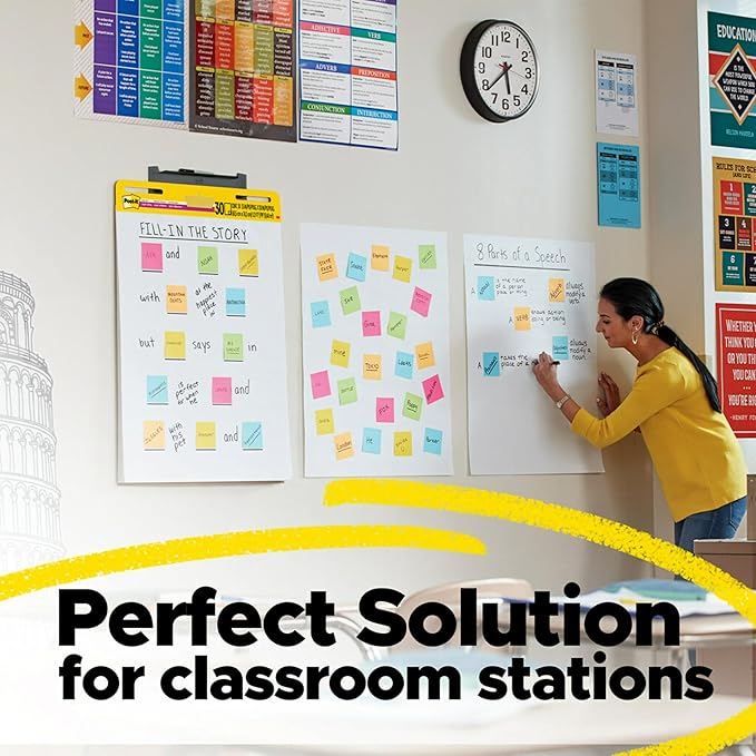 Post-it Super Sticky Easel Pad, 25 x 30 Inches, 30 Sheets/Pad, 6 Pads, Large White Premium Self Stick Flip Chart Paper, Super Sticking Power (559VAD6PK)