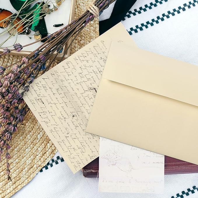 Cream Blank Cards and Envelopes, Goefun 5x7 Folded Ivory Cardstock and A7 Envelopes Self Seal 100 Pack for Wedding, Invitations, DIY Greeting Cardstock, Thank You Cards & All Occasion