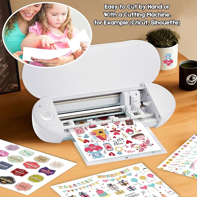 Premium Printable Clear Vinyl Sticker Paper for Inkjet Printers, 60 Sheets Transparent Paper of 8.5x11 "DIY Personalized Self-adhesive Paper That is Tear Resistant, Waterproof Labels,Easy to Cut