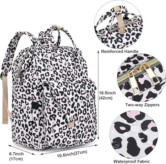 Leopard Laptop Backpack College School Backpack Bookbags Nurse Backpacks Travel Bags Casual Daypacks for Women Girls Fits 15.6 Inch Notebook
