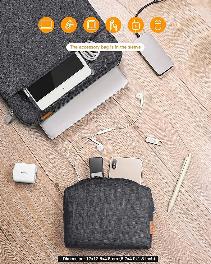 Inateck 360° Protection Laptop Bag with Accessory Bag, Compatible with 15-15.6-inch Laptop, Black Gray