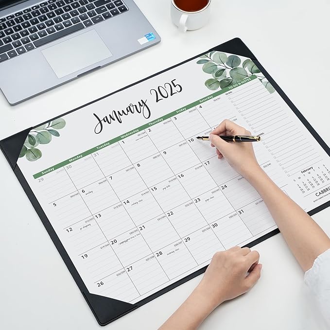 Large Desk Calendar 2025-2026 with Desk Mat, Cabbrix Desk Pad Calendar 22 x 17 Inch Runs From January 2025 to June 2026, Desk Blotter Calendar 2025 for Home School and Office