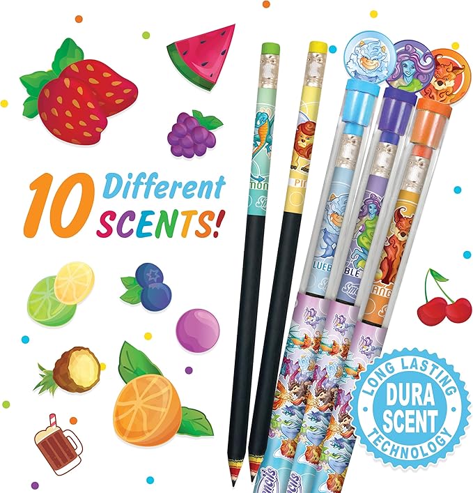 Scentco Mythical Smencils (2 Pack) - Limited Edition - Gourmet Scented Pencils (Graphite HB #2) with Black Finish and Multi-layered Paper Construction, 10 Count - Gifts for Kids, Classroom Rewards