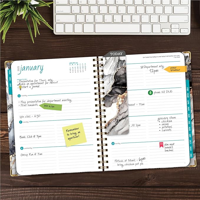 Hardcover CY 2025 Fashion Planner - 5.5"x8" (Pink Purple Marble) (Black Gold Marble, 8.5x11)