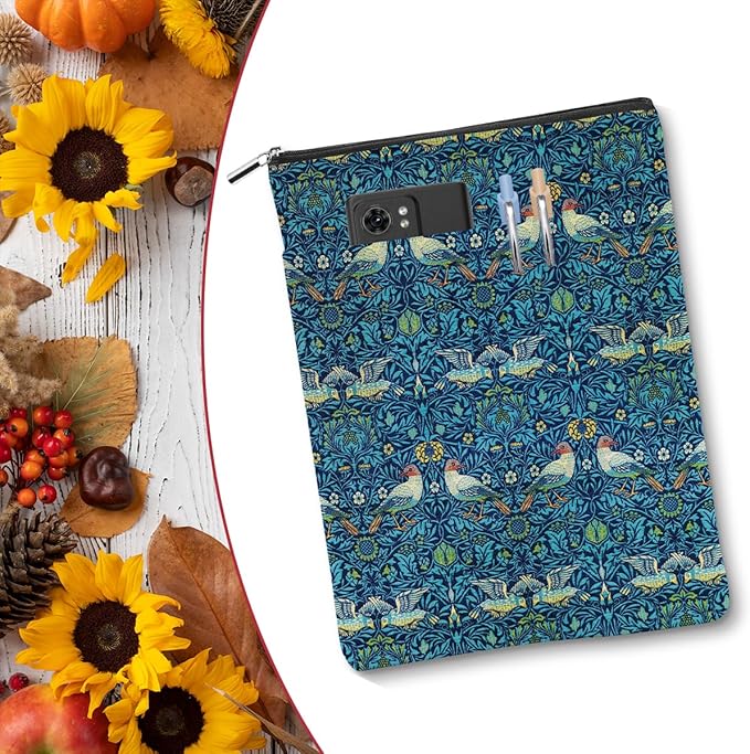 Vintage Flower Bird Book Sleeve Book Lovers Gifts Autumn Style Waterproof Book Cover Book Accessories Book Covers for Paperbacks Book Pouch Book Protector with Front Pocket for Women Girls Friend