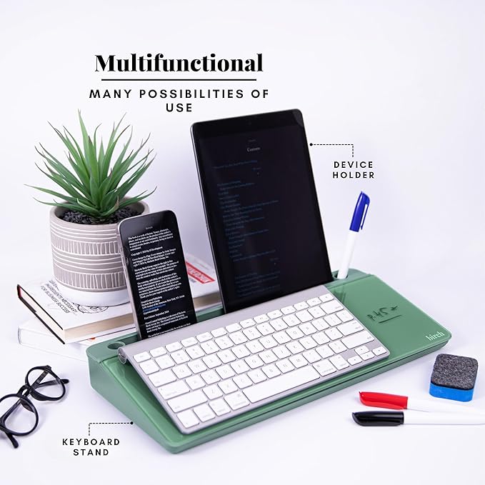 Birch Desktop Whiteboard with Storage & Multiple Markers Surface Desktop Glass Dry Erase Board Desk Top White Board Dry Erase Notepad Desk White Board Tabletop Desk Whiteboard (Moss)