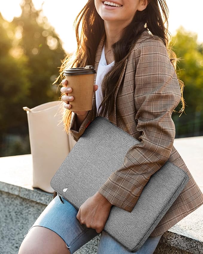 Inateck 360° Protective Laptop Bag with Accessory Bag, Compatible with 15-inch MacBook Air M3 M2 2023-2024, Gray