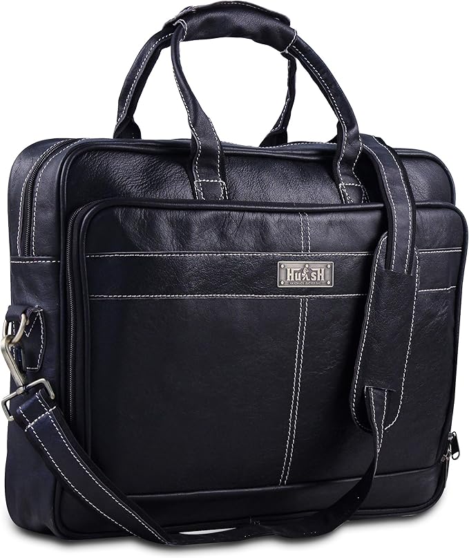 18 Inch Leather Laptop Bag for Computer Bag for Men– Supple Genuine Leather Briefcases for Men W/Padded Laptop Case Leather