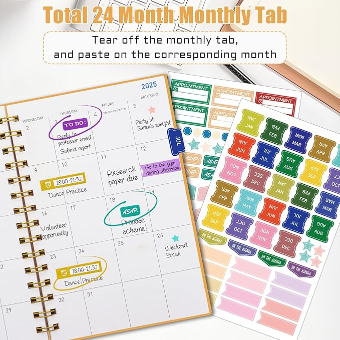 Monthly Planner 2025-2026 – Jan 2025 - Jun 2026, Academic Planner 2025-2026 Weekly, School Planner with Flexible Cover, Premium Thick Paper for School Work Office 5.7" x 8.2" – Orange