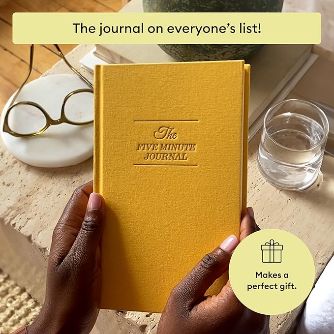 Intelligent Change The Five Minute Journal, Original Daily Gratitude Journal 2025, Manifestation Journal for Mindfulness, Undated Daily Journal with Gold Foiling, Plastic-Free, Yellow