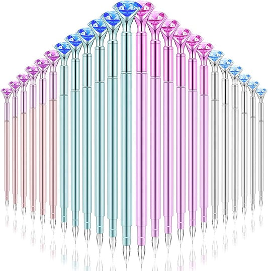 Gersoniel 24 Pieces Big Crystal Diamond Pens Bling Ballpoint Pen Black Ink Rhinestones Pen for School Office Supplies Christmas Wedding Birthday Present, 4 Colors (Scepter Style)