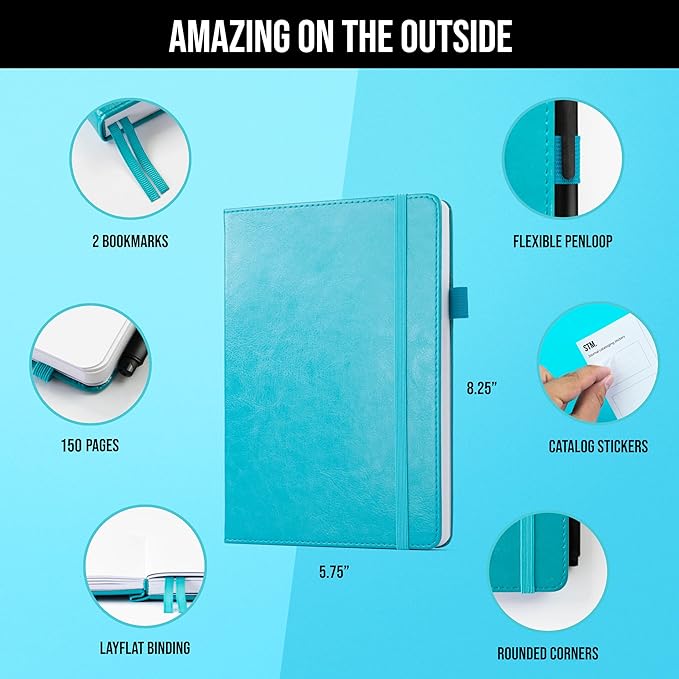 Scribbles That Matter A5 Bullet Dotted Journal Notebook | Vegan Hard Cover, 120gsm bleedproof thick paper, 150 pages, 5.75 x 8.5in, 2 bookmarks, tab stickers, penloop | For Work | Black