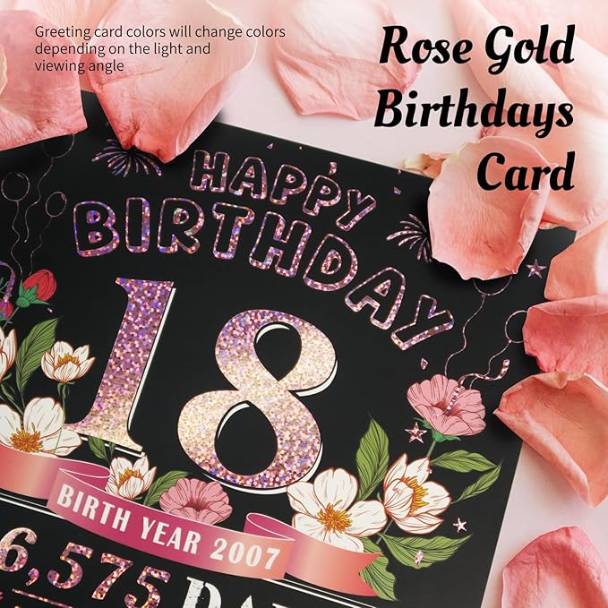 18th Birthday Card for Girls Daughter, Jumbo Pop Up 18th Birthday Cards for Her Granddaughter, Happy 18th Birthday Decorations for 18 Year Old Girls Daughter Funny Birthday Gifts, Review of 2007, Pink