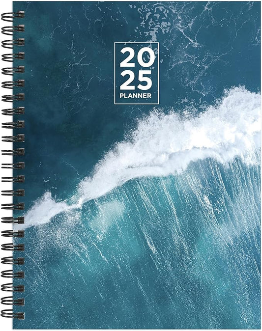 TF PUBLISHING 2025 Big Wave Medium Weekly Monthly Planner - Goals & Task Trackers - Planner Monthly and Weekly with Organizer Stickers - 12 Month Calendar Planner - 6.5" x 8"