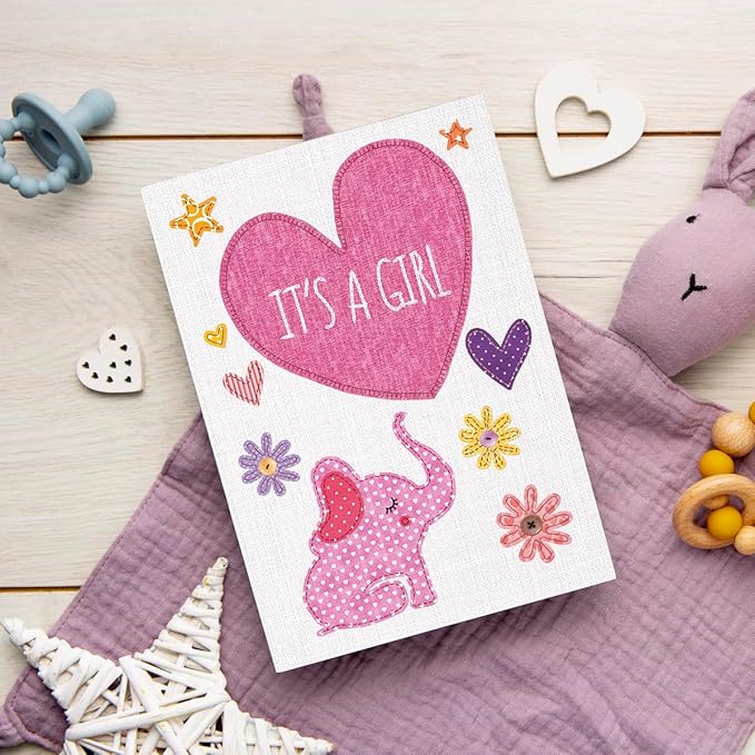 Baby Shower Cards for Girl and Boy, Welcome New Baby Cards Congratulations for New Parents, Hello Little one, Gender Reveal (It is a Girl)