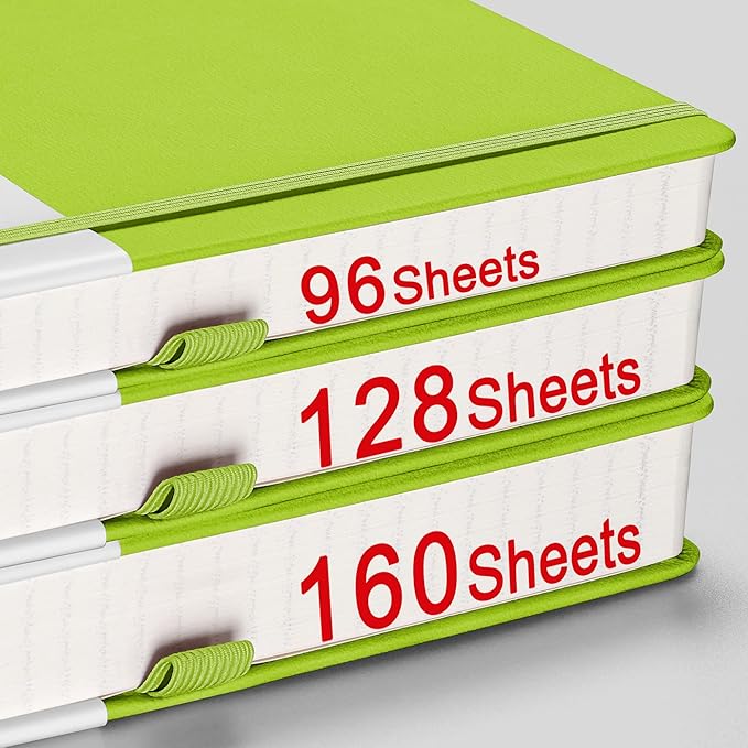 AHGXG Graph Paper Notebook - 320 Pages Grid Notebook Thick Journal A5, 100gsm Thick Graph Paper, Leather Hardcover, Inner Pocket,5.75'' × 8.38''- GrassGreen