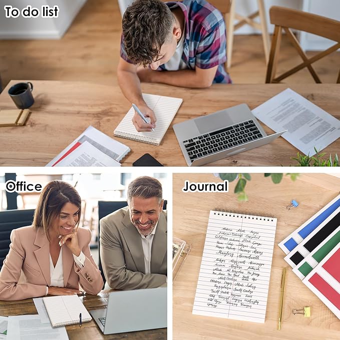 LABUK Steno Pads 6x9 Inches 5 Pack 80 Sheets Spiral Steno Notebooks Gregg Rule, Pocket Notebooks Colorful Covers with Top Spiral Pads for School, University, College, Work, Office, Valentine Gifts