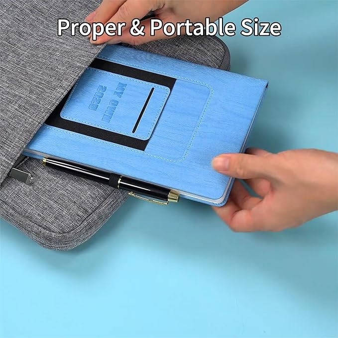 2025 Weekly and Monthly Planner with Pen: Jan 2025-Dec 2025, A5 size 8.5" x 5.75", Hard Cover Agenda Planner with Phone Holder, Card Holder and Pen Holder (Blue)